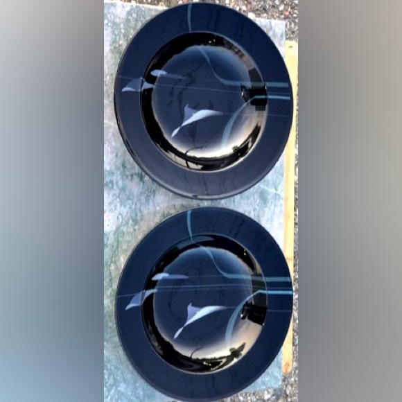 Vintage (set of 2) Discontinued Mikasa Galleria OPUS BLACK 9.5" Soup Salad Bowls - Picture 8 of 10